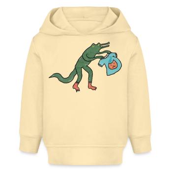 Kroko_mit_shirt - Baby Organic Hoodie Baby Cruiser von Stanley/Stella - Creme - Vorne