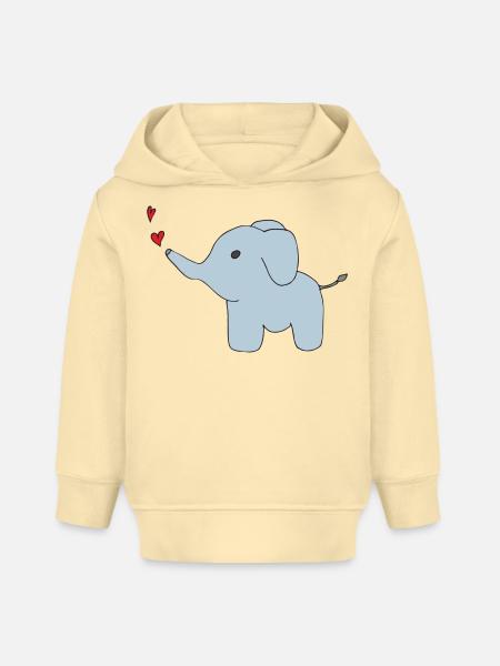 elefant sprüht herzen - Baby Organic Hoodie Baby Cruiser von Stanley/Stella - Creme