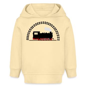 Dampflok Schiene Eisenbahn - Baby Organic Hoodie Baby Cruiser von Stanley/Stella - Creme - Vorne