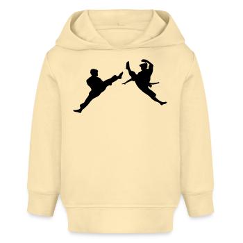 Coup de pied de karaté de vol ou coup de pied de teakwondo - Sweat à capuche bébé bio Stanley/Stella - crème - Devant