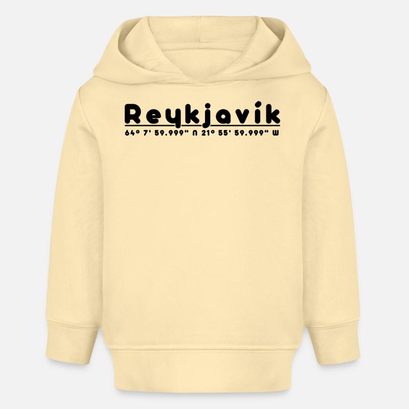 Reykjavik – Coordonnées & Conception de la capitale - Sweat à capuche bébé bio Stanley/Stella - crème