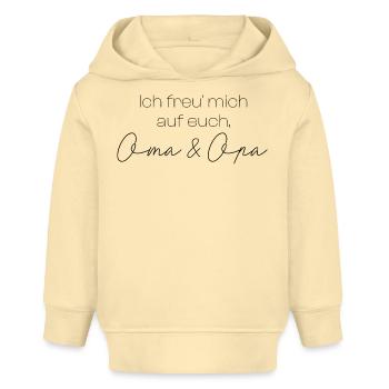 Ich freu mich auf euch, Oma & Opa - Baby Organic Hoodie Baby Cruiser von Stanley/Stella - Creme - Vorne