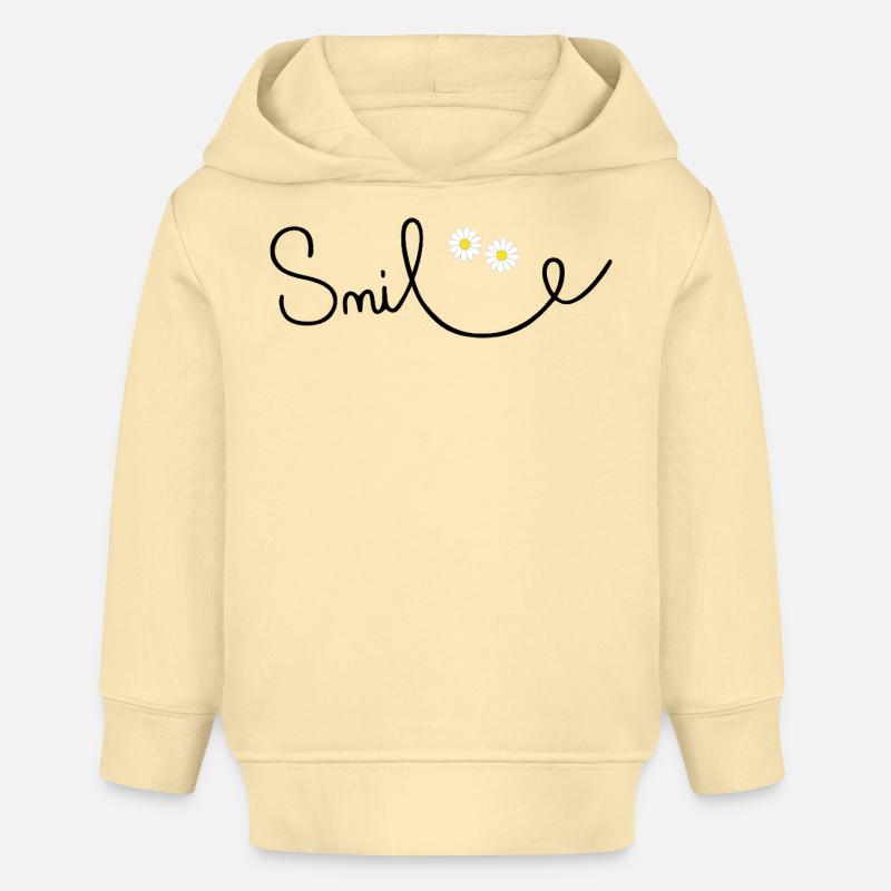 Sourire fleuri en écriture cursive - Sweat à capuche bébé bio Stanley/Stella - crème