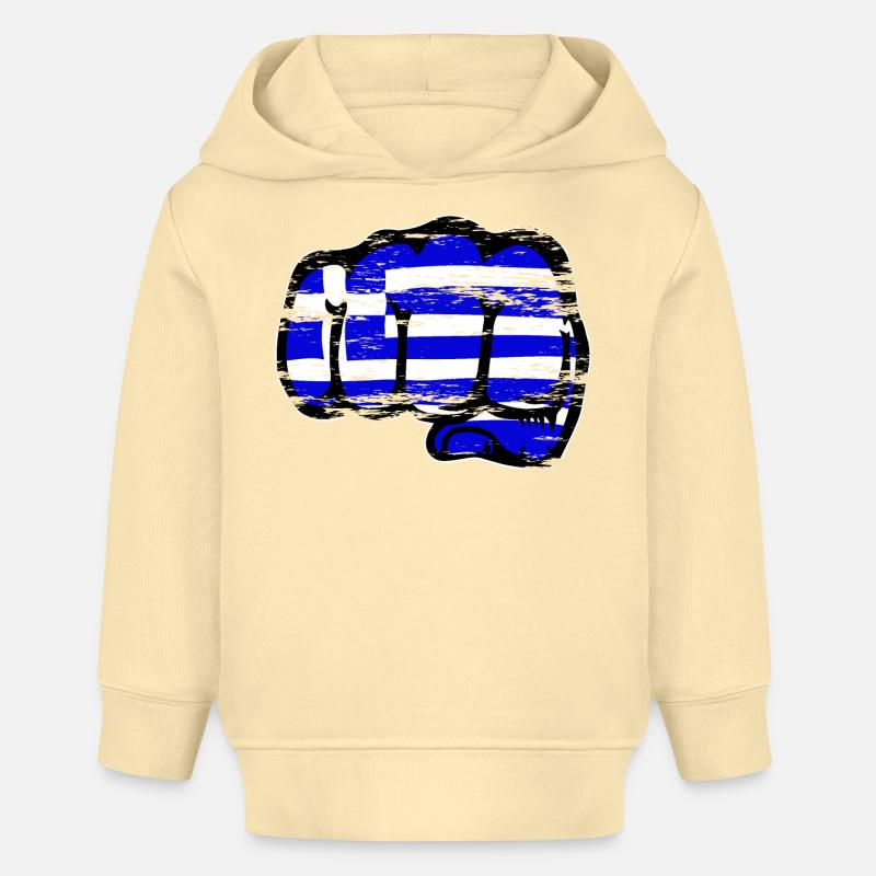 Drapeau de la Grèce poing de main utilisé - Sweat à capuche bébé bio Stanley/Stella - crème