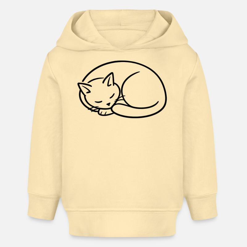Étude de la lignée du chat endormi - Sweat à capuche bébé bio Stanley/Stella - crème