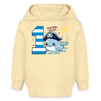 1. Geburtstag niedlicher Wal Geschenkidee - Baby Organic Hoodie Baby Cruiser von Stanley/Stella - Creme - Vorne