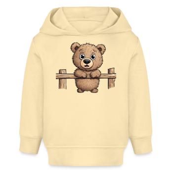 Chemise drôle pour enfants d’un ours curieux - Sweat à capuche bébé bio Stanley/Stella - crème - Devant