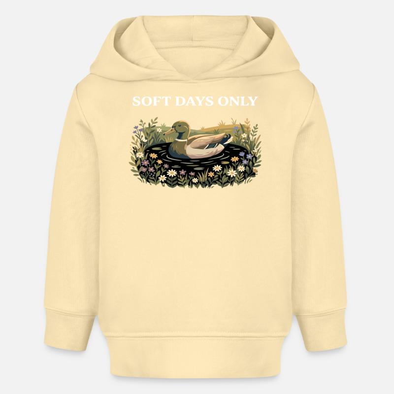 Canard en fleurs : Soft Days Cottagecore Farm - Sweat à capuche bébé bio Stanley/Stella - crème