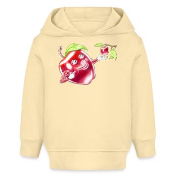 Funny Eat A Red Apple Fruit Cartoon Character - Baby Organic Hoodie by Stanley/Stella - cream - Front
