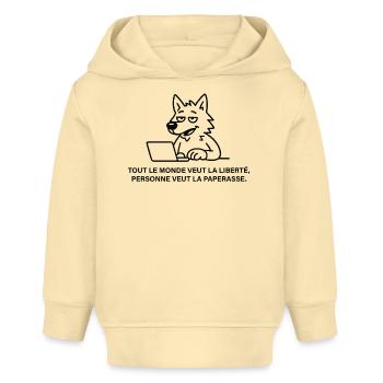 Loup blasé face à la paperasse - Sweat à capuche bébé bio Stanley/Stella - crème - Devant