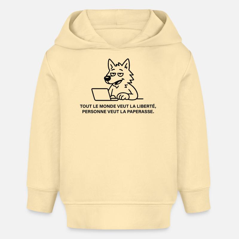 Loup blasé face à la paperasse - Sweat à capuche bébé bio Stanley/Stella - crème