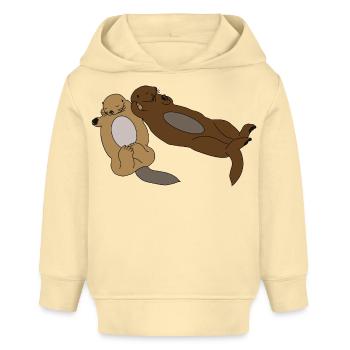 Cute Sleeping Otters - Baby Organic Hoodie by Stanley/Stella - cream - Front