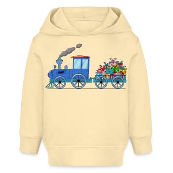 Kinderzug Eisenbahn mit Anhänger in blau - Baby Organic Hoodie Baby Cruiser von Stanley/Stella - Creme - Vorne
