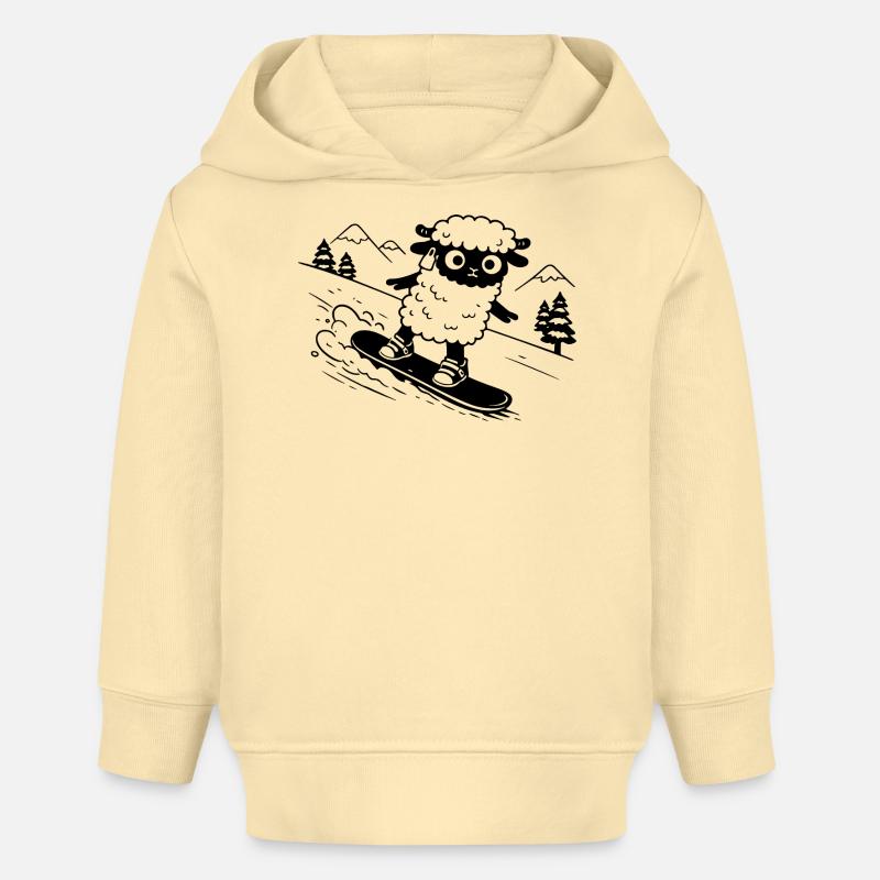 Mouton snowboard - Sweat à capuche bébé bio Stanley/Stella - crème