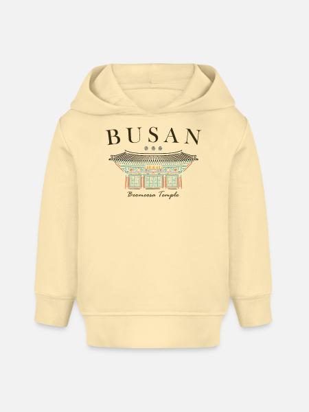 Busan, Südkorea, Tempel handgezeichnet - Baby Organic Hoodie Baby Cruiser von Stanley/Stella - Creme