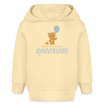 Mon Premier Anniversaire Bébé - Sweat à capuche bébé bio Stanley/Stella - crème - Devant