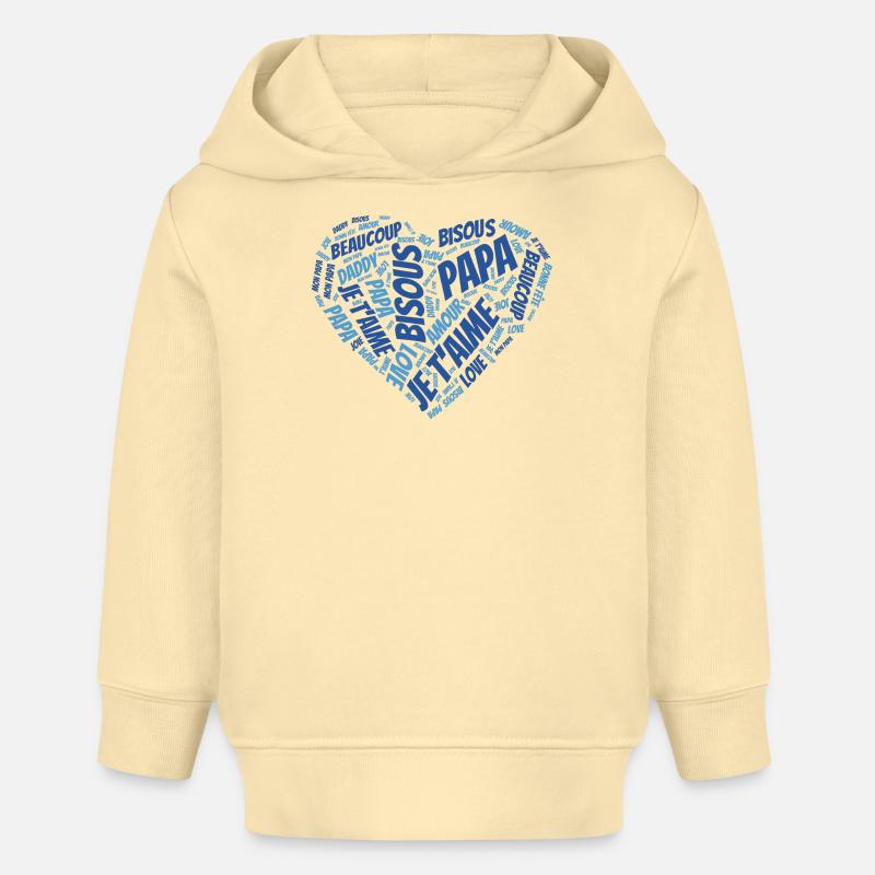 Message cœur je t'aime Papa - Sweat à capuche bébé bio Stanley/Stella - crème