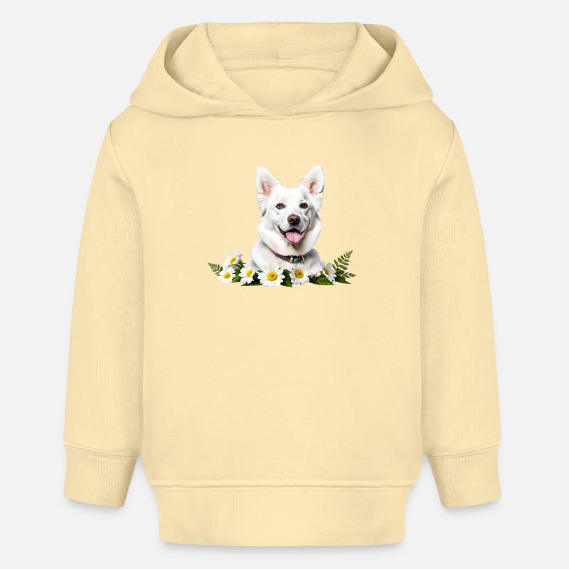 Couronne de fleurs adaptée aux chiens - Sweat à capuche bébé bio Stanley/Stella - crème