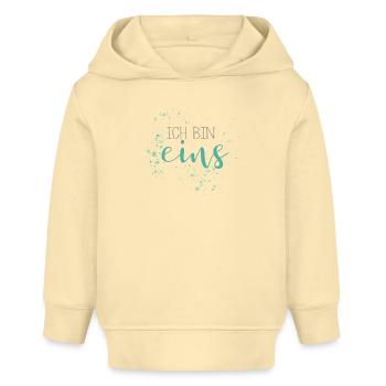 1. Geburtstag, eins, erster, Birthday, Farbtupfer - Baby Organic Hoodie Baby Cruiser von Stanley/Stella - Creme - Vorne