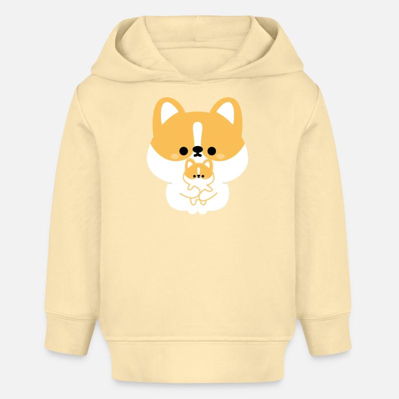 Amour Corgi - Sweat à capuche bébé bio Stanley/Stella - crème