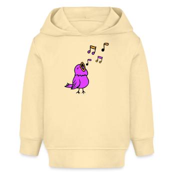 Musical notes: songbird, sparrow, singing, chirping, music - Baby Organic Hoodie by Stanley/Stella - cream - Front