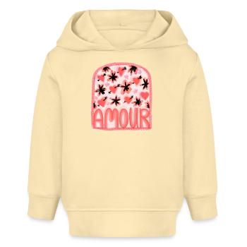 Amour Amour Coeurs et Fleurs - Sweat à capuche bébé bio Stanley/Stella - crème - Devant