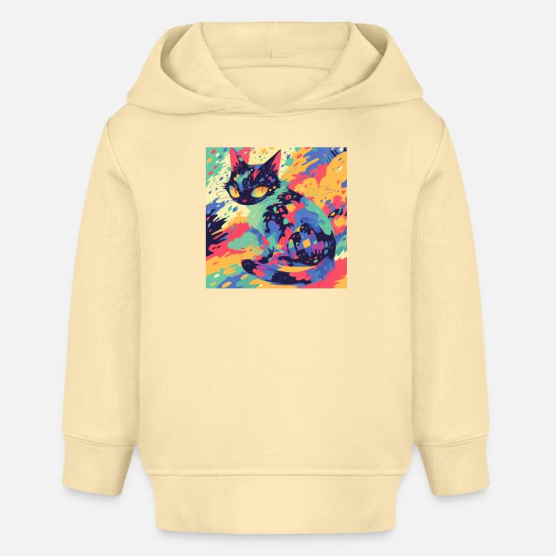 Chat, Motif De Chat - Sweat à capuche bébé bio Stanley/Stella - crème