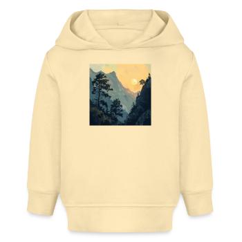 Berge, Landschaft, Natur, Bäume, Sonne - Baby Organic Hoodie Baby Cruiser von Stanley/Stella - Creme - Vorne