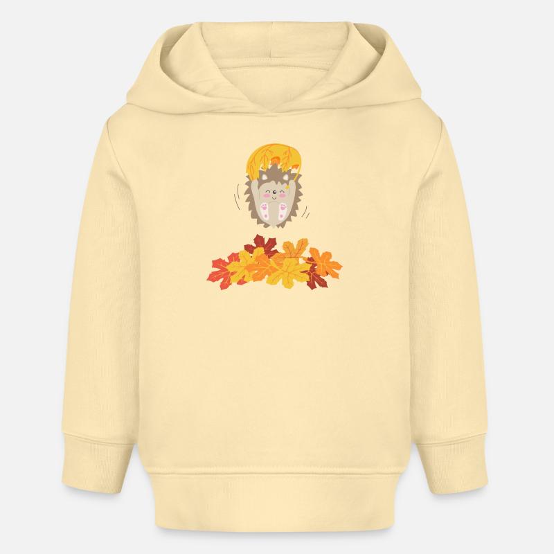 Hérisson tendre à feuilles - Sweat à capuche bébé bio Stanley/Stella - crème