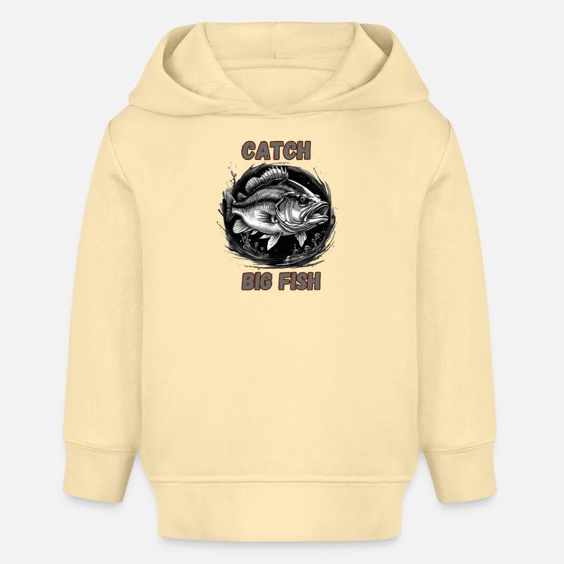 Attraper de gros poissons - Sweat à capuche bébé bio Stanley/Stella - crème