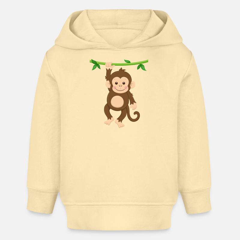 Bébé chimpanzé singe - Sweat à capuche bébé bio Stanley/Stella - crème