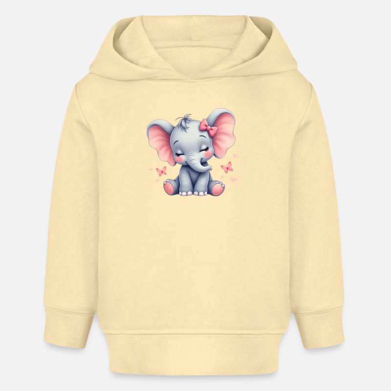 Bébé éléphant - Sweat à capuche bébé bio Stanley/Stella - crème