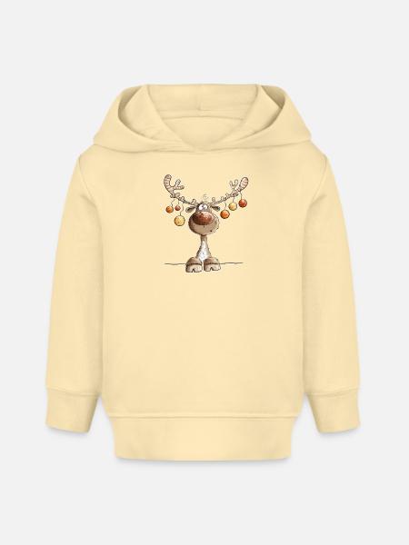 Niedliches Rentier mit Weihnachtskugeln - Baby Organic Hoodie Baby Cruiser von Stanley/Stella - Creme