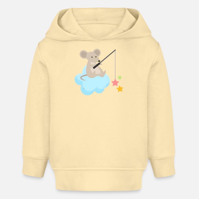 Souris sur nuage Étoile Poisson Bébé Design - Sweat à capuche bébé bio Stanley/Stella - crème