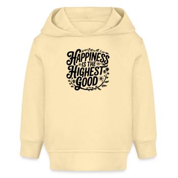 Glück ist das höchste Gut - florale Typografie - Baby Organic Hoodie Baby Cruiser von Stanley/Stella - Creme - Vorne