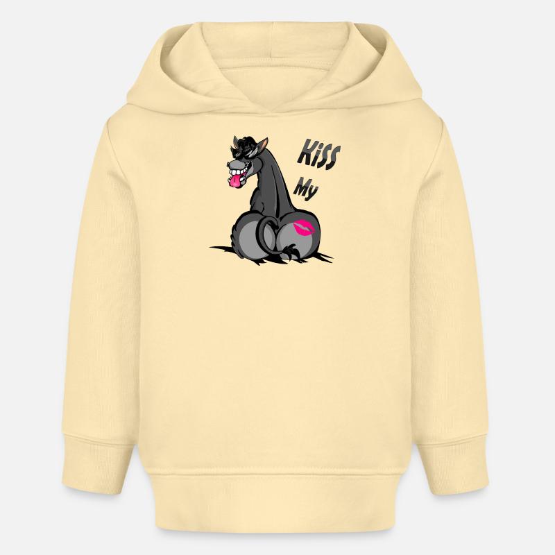 âne humoristique avec baiser de rouge à lèvres - Sweat à capuche bébé bio Stanley/Stella - crème