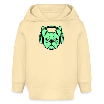 Frenchie DJ Kopfhörer Musik - Baby Organic Hoodie Baby Cruiser von Stanley/Stella - Creme - Vorne
