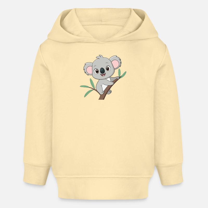 Bébé koala joyeux sur une branche - Sweat à capuche bébé bio Stanley/Stella - crème