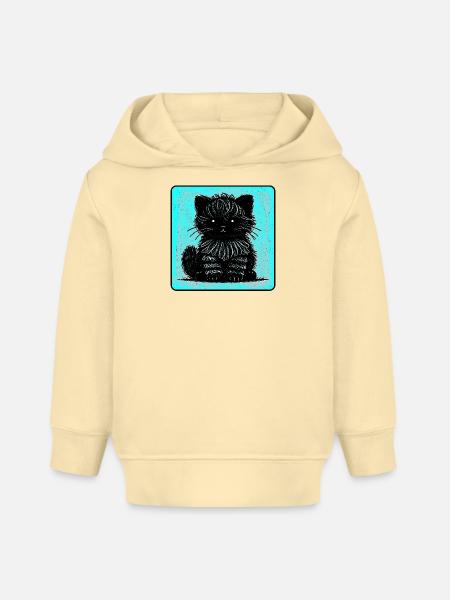 Wuschelkatze (Cyan) - Baby Organic Hoodie Baby Cruiser von Stanley/Stella - Creme