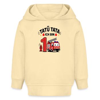 Feuerwehr Geburtstag 1 Jahr Shirt Ich bin 1 - Baby Organic Hoodie Baby Cruiser von Stanley/Stella - Creme - Vorne