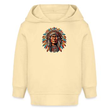 Amérindien Peau rouge d’Amérique - Sweat à capuche bébé bio Stanley/Stella - crème - Devant
