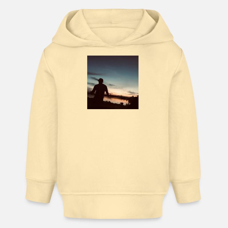 Paysage fluvial au coucher du soleil - Sweat à capuche bébé bio Stanley/Stella - crème
