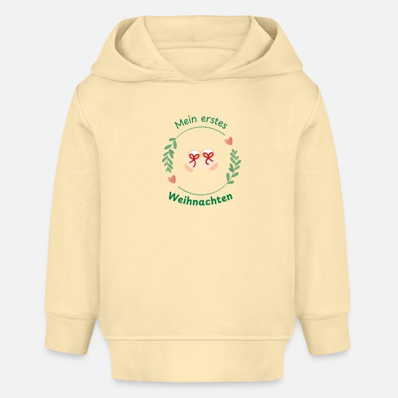 Mon premier bébé de Noël - Sweat à capuche bébé bio Stanley/Stella - crème