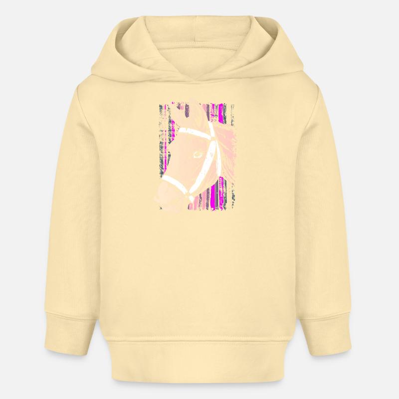 Equitation - cavalier - école d'équitation - tête de cheval rose - Sweat à capuche bébé bio Stanley/Stella - crème
