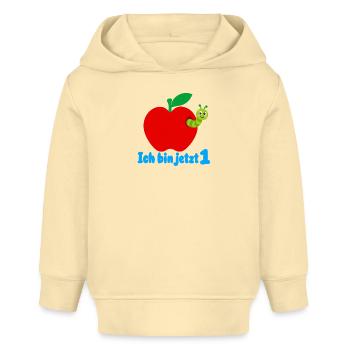 Ich bin jetzt 1 mit süßem Apfel - Baby Organic Hoodie Baby Cruiser von Stanley/Stella - Creme - Vorne