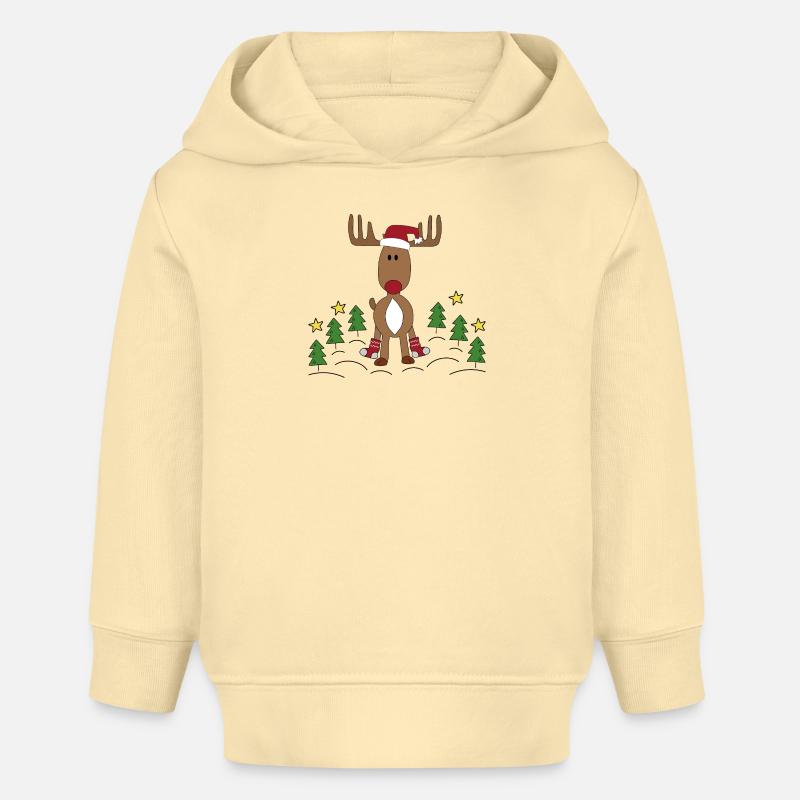 petit orignal pour Noël - Sweat à capuche bébé bio Stanley/Stella - crème