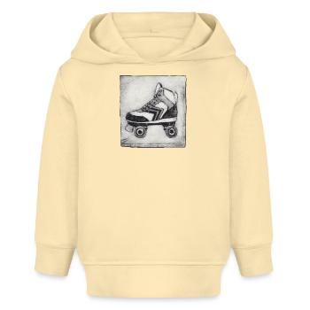 Retro Rollschuh - handgeschnitzte Druckvorlage - Baby Organic Hoodie Baby Cruiser von Stanley/Stella - Creme - Vorne