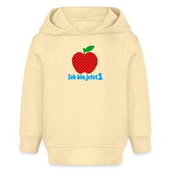 Ich bin jetzt 1 Apfel - Baby Organic Hoodie Baby Cruiser von Stanley/Stella - Creme - Vorne
