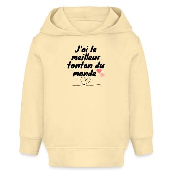 j'ai le meilleur tonton du monde - Sweat à capuche bébé bio Stanley/Stella - crème - Devant