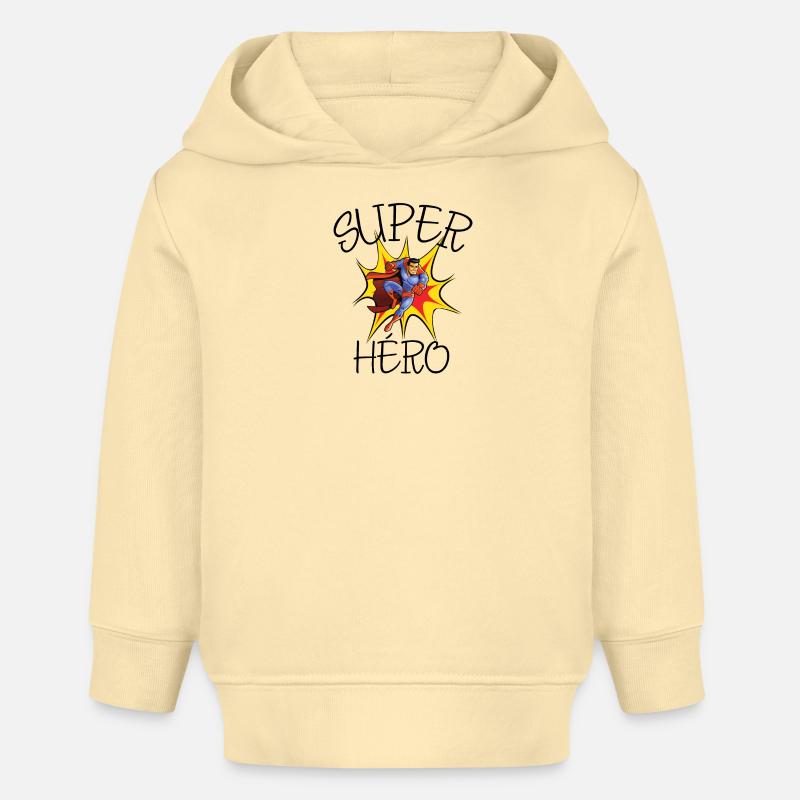 super héro - Sweat à capuche bébé bio Stanley/Stella - crème